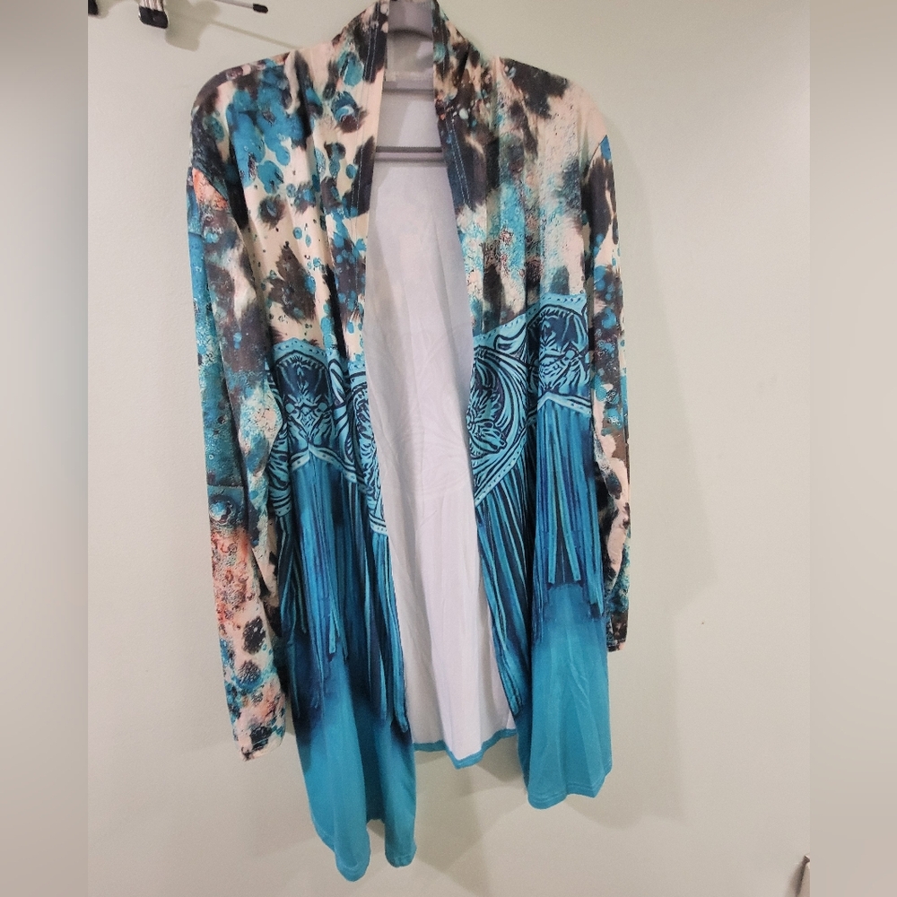 Lightweight Jacket Kimono Not Sheer Long STUNNNG western Vibe BOHO chic. - Picture 3 of 5